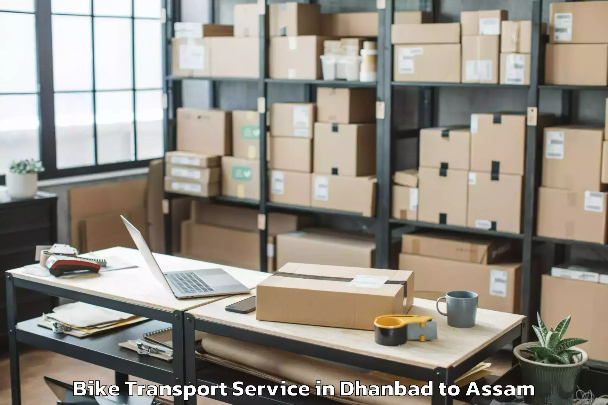 Quality Dhanbad to Mikirbheta Bike Transport